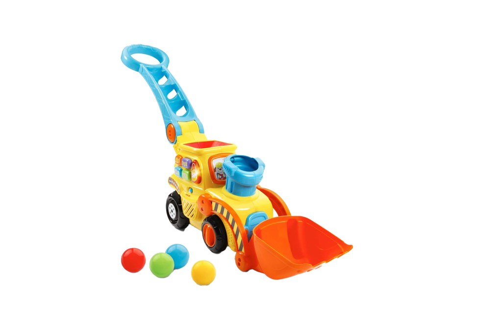 plastic bulldowzer toy for kids with multi colored balls