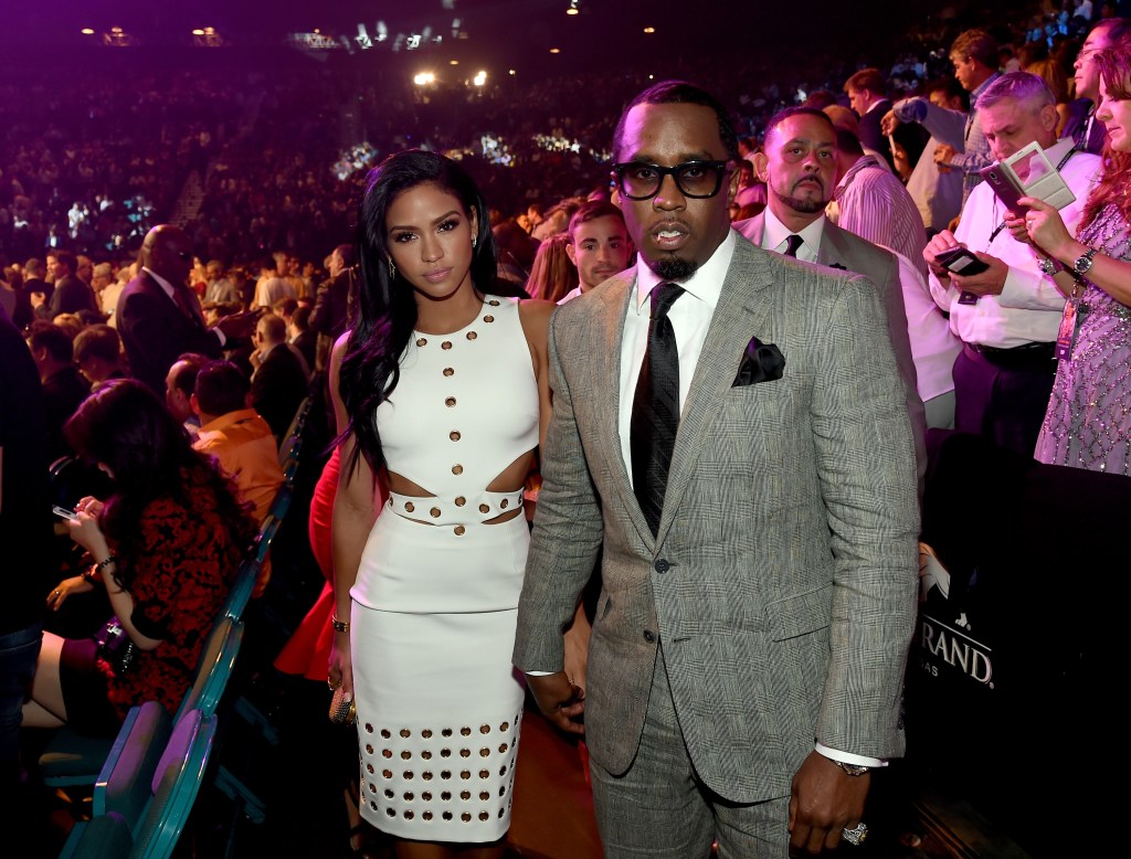 Model Cassie Ventura (L) and Sean "Diddy" Combs pose ringside At "Mayweather VS Pacquiao" presented by SHOWTIME PPV And HBO PPV at MGM Grand Garden Arena on May 2, 2015 in Las Vegas, Nevada. 