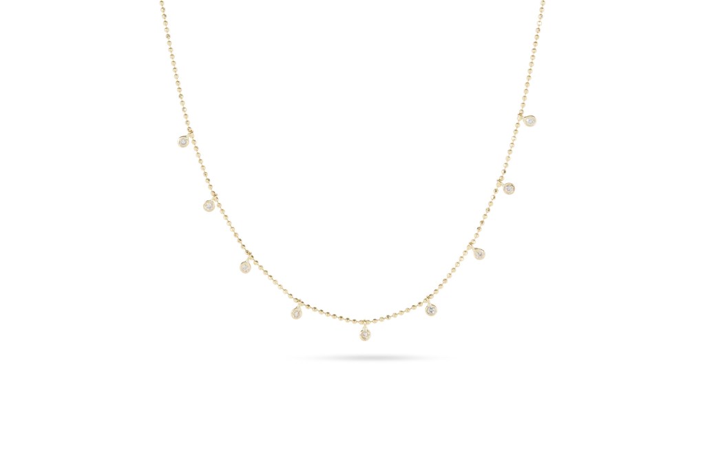 Teeny Dangling Diamond Bead Chain Necklace