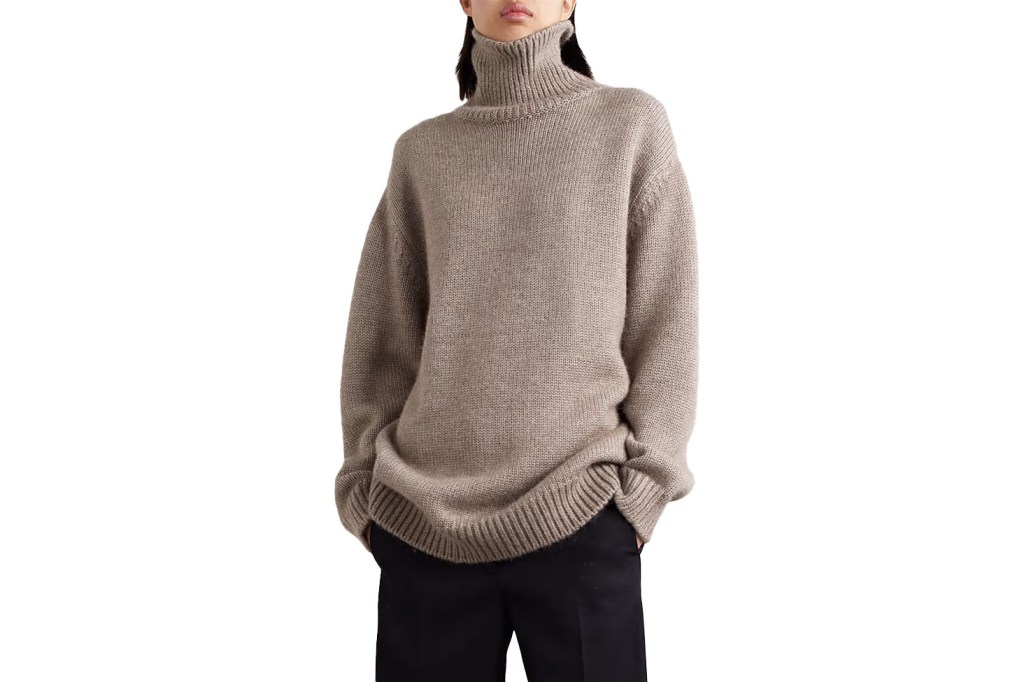 Beige turtleneck luxury sweater