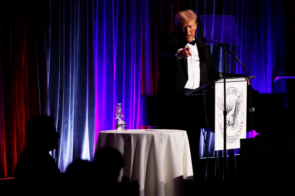 Former President Donald Trump speaks at the New York Young Republican Club Gala at Cipriani Wall Street on December 09, 2023 in New York City. 