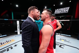 Conor McGregor (left) and Michael Chandler coached each other in The Ultimate Fighter in 2023.
