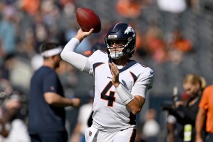 Jarrett Stidham will start in place of Russell Wilson on Sunday against the rival Chargers.