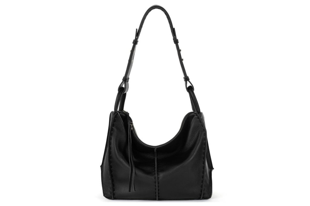 A black leather slouchy bag.