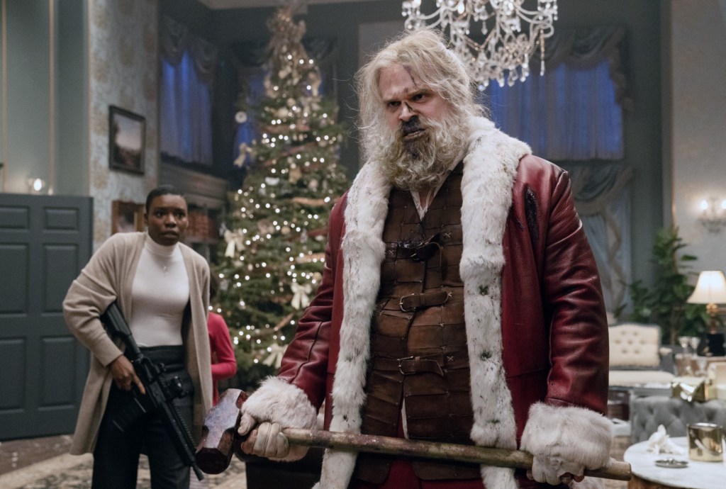 David Harbour as a bloody Santa. 