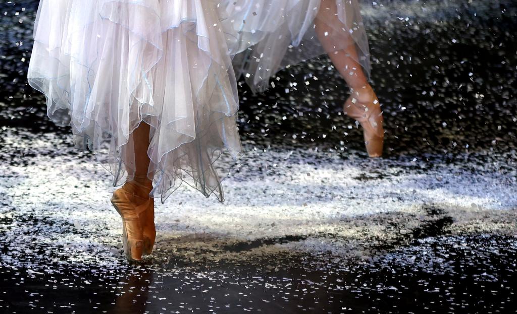 Detail photo of ballerina's pointe shoes