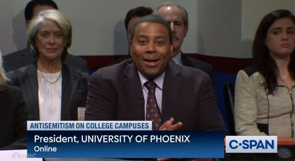 Kenan Thompson appeared as the president of the online University of Phoenix.