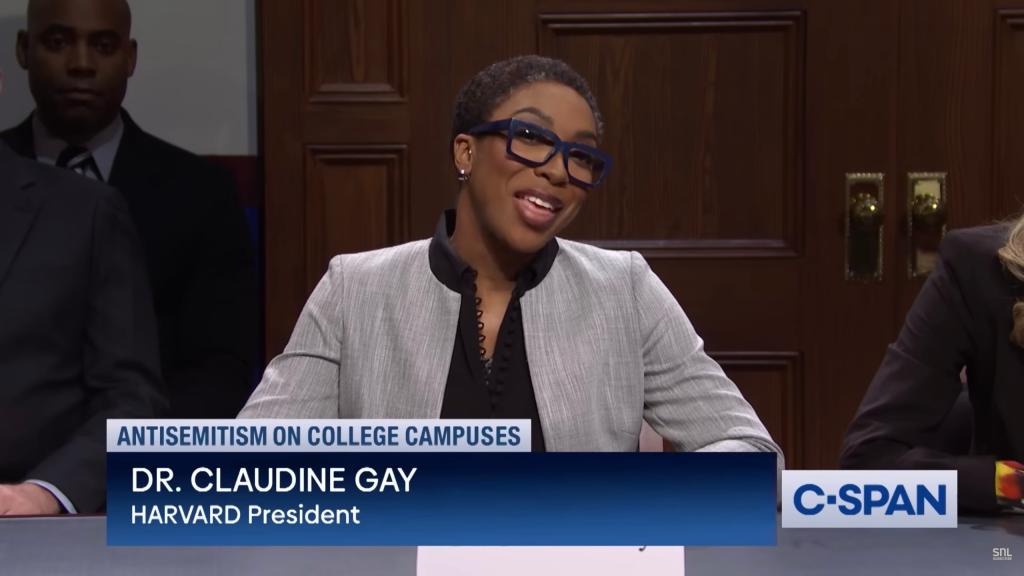 Ego Nwodim plays Harvard president Claudine Gay.