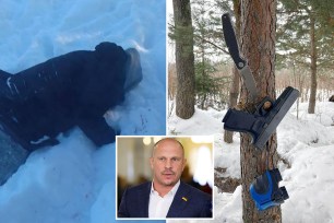 Ilya Kyva, 46 (inset), who had defected to Russia and was publicly labeled a traitor by Kyiv was shot dead (seen left after slaying) by an assassin at a country club outside Moscow as part of an operation carried out by Ukraine's spy agency.
