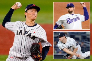 Yoshinobu Yamamoto pitches for Team Japan; the Rangers' Jordan Montgomery; the Yankees' Gerrit Cole