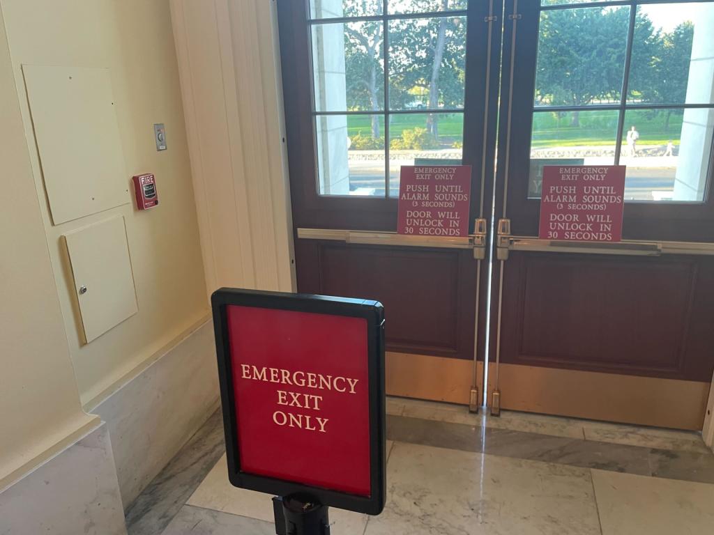 Photo of a fire alarm reportedly pulled by Rep. Jamaal Bowman (D-NY) in the Cannon House Office Building.