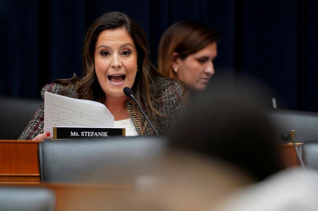 Elise Stefanik at the hearings. 