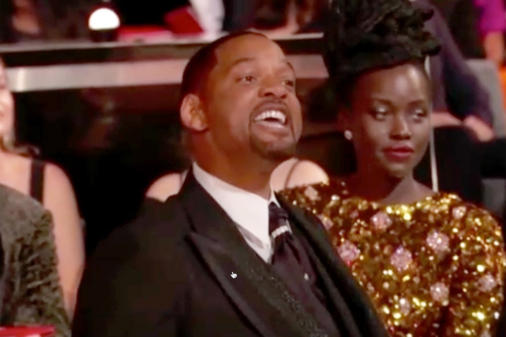 Will Smith yelling at Chris Rock at the 2022 Oscars.