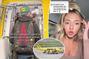 A Spirit Airlines passenger named Brandon Brooks sparked guffaws galore after he was spotted wearing a parachute aboard a flight -- with many viewers joking that it was a smart move given the seemingly chaos-prone budget carrier.