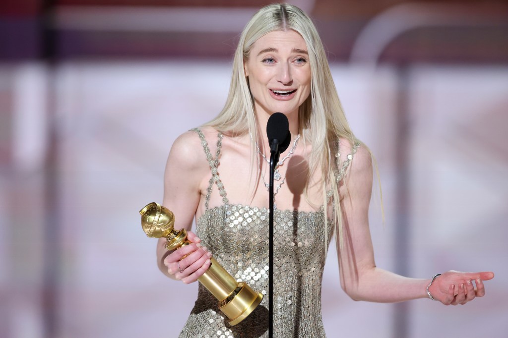 Elizabeth Debicki accepts the award for Best Performance by a Female Actor in a Supporting Role On Television for "The Crown" at the 81st Golden Globe Awards held at the Beverly Hilton Hotel on January 7, 2024 in Beverly Hills, California. (Photo by Rich Polk/Golden Globes 2024/Golden Globes 2024 via Getty Images)
