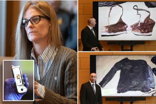 Blood-soaked clothing was presented as evidence at Michelle Troconis' trial on Tuesday.