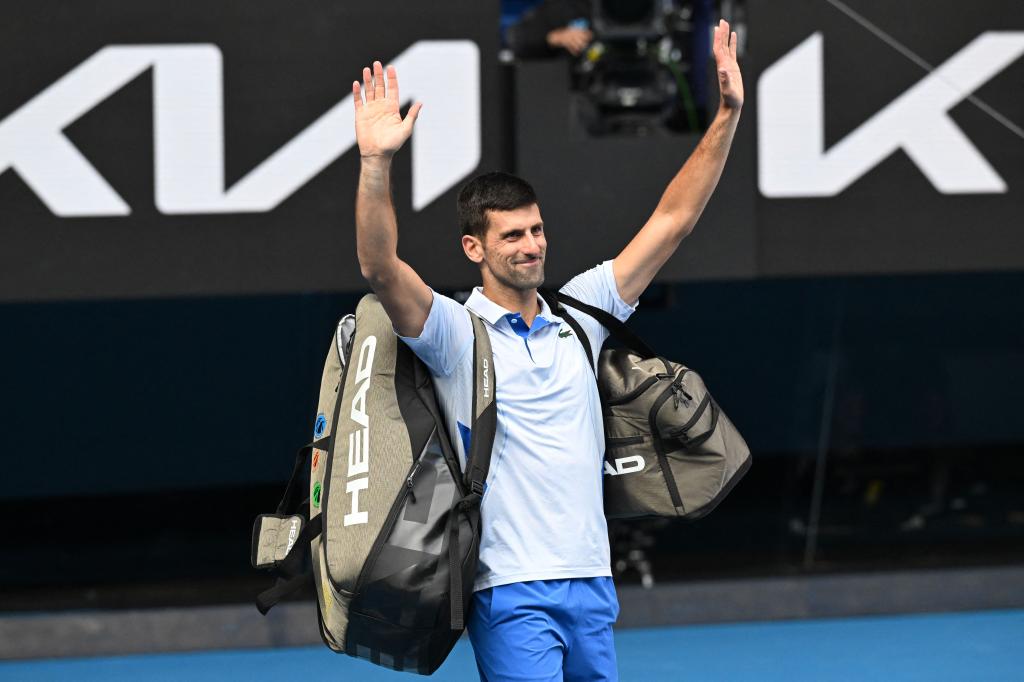 Novak Djokovic waves to the crowd before exiting the court after his four-set loss to Jannik Sinner in the Australian Open semifinals.