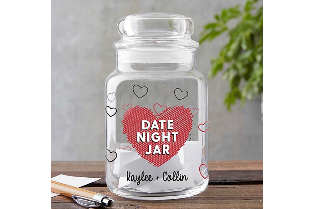 Personalization Mall Date Night Personalized Glass Storage Jar