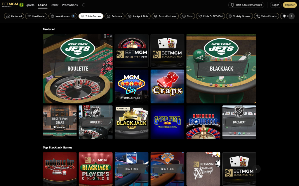 BetMGM Casino desktop website