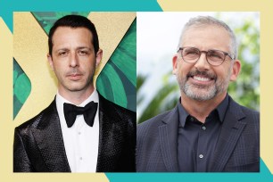 Jeremy Strong (L) and Steve Carell are starring in plays on Broadway this year.