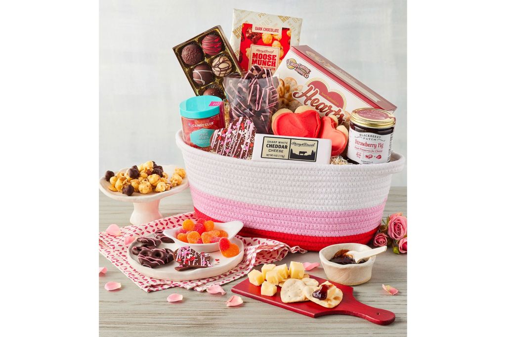 A basket of food and snacks.