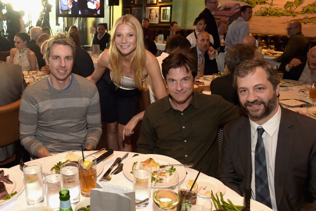 Actors Dax Shepard, Gwyneth Paltrow, Jason Bateman and producer Judd Apatow at the Palm in Beverly Hills in 2015.