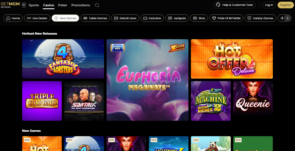 BetMGM Casino Michigan featured games that you can apply the bonus code to