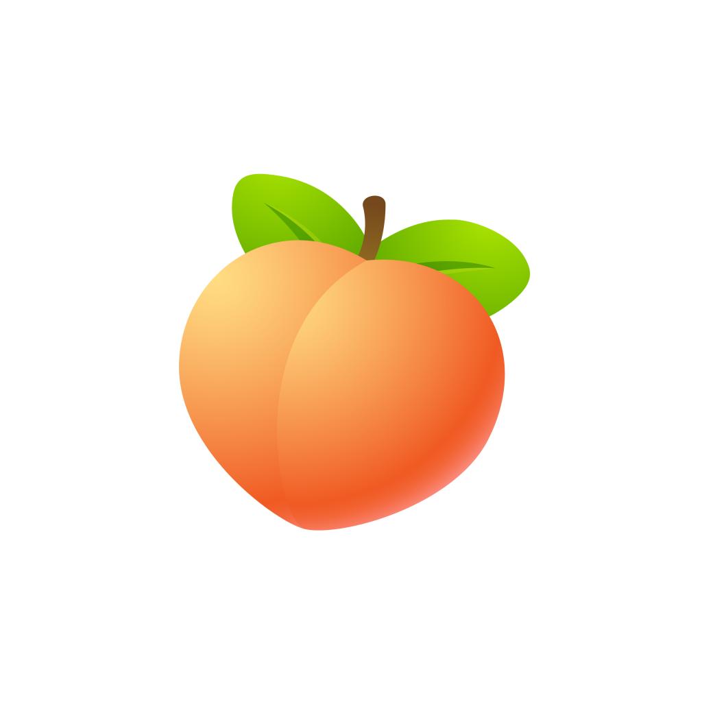 Bright cartoon heart shaped peach icon. Isolated vector illustration.