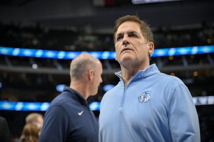 Mark Cuban walking off the court after Mavericks loss to Thunder at American Airlines Center in Dallas, Texas.