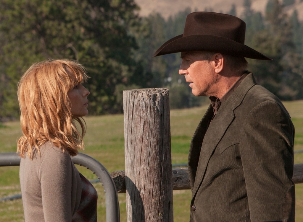 Kevin Costner and Kelly Reilly, who plays John Dutton's daughter, Beth.