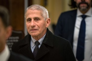 Dr. Anthony Fauci in a black coat arrives at U.S. Capitol for house interview on COVID (Kent Nishimura/Getty Images).