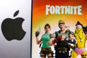 Apple logo and Fortnite logo