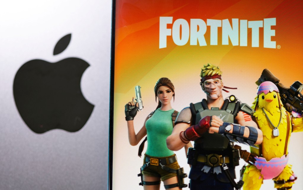 Apple logo and Fortnite logo