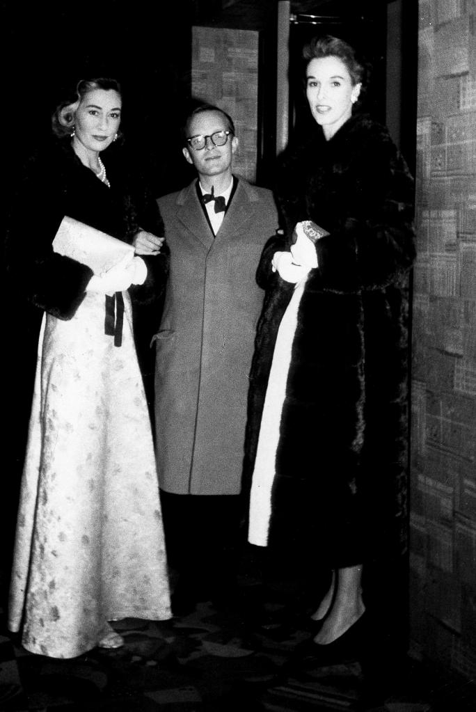 Gloria Guinness, Truman Capote, and Barbara "Babe" Paley ca. 1957.