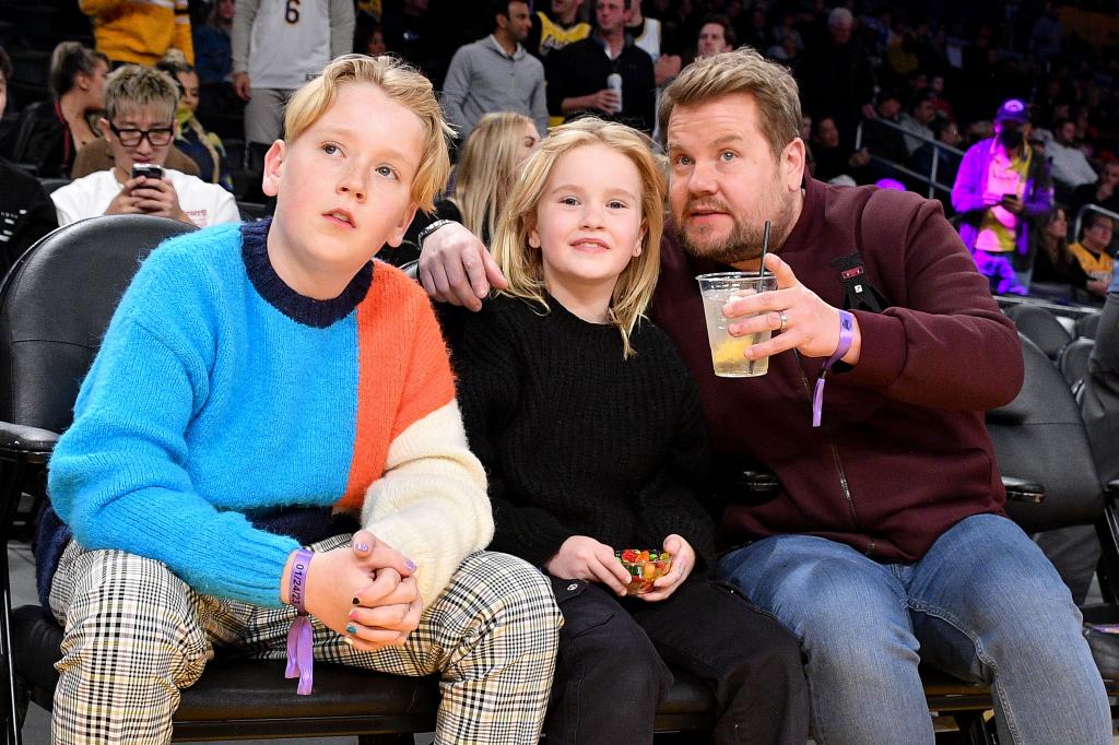 James Corden and his kids Max Corden and Carey Corden.