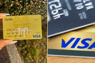 Visa gift card and Visa card stock image in a photo composite.