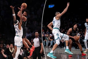 A collage of basketball players featuring Karl-Anthony Towns.