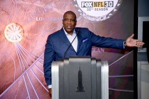 Curt Menefee visits the Empire State Building in honor of 30 Years of NFL on FOX at The Empire State Building on November 22, 2023 in New York City.