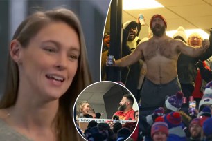 Kylie Kelce revealed the one thing Jason Kelce missed out on during his wild in Buffalo, where he went shirtless in a suite at the Bills-Chiefs Divisional-Round game Sunday. 