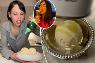 Olive oil on ice cream in TikTok videos