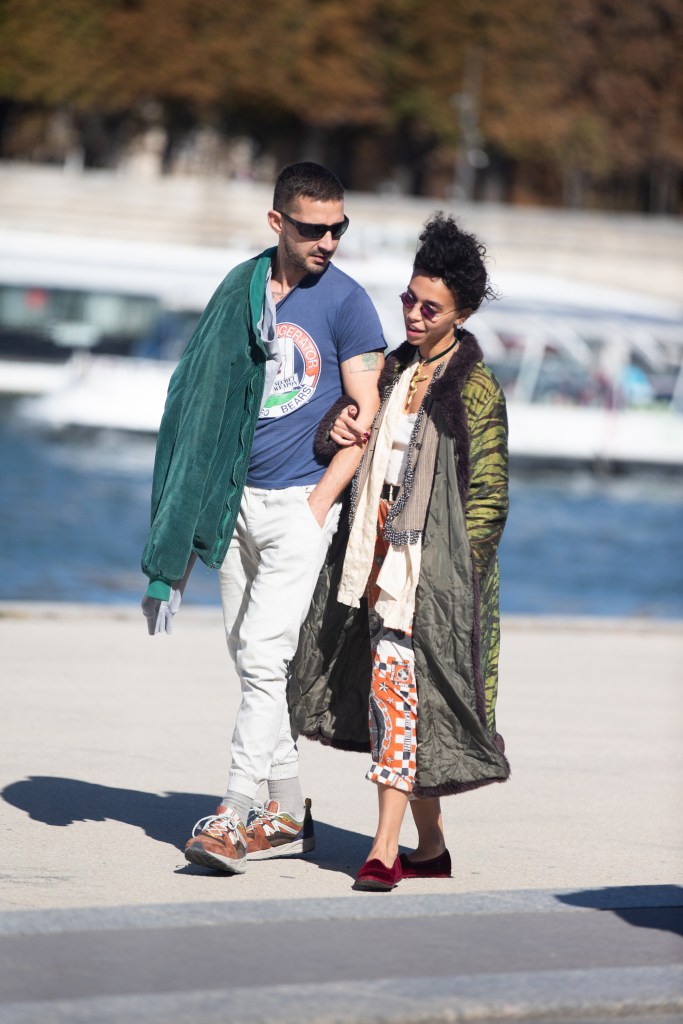 Shia LaBeouf and FKA Twigs walk along the Seine River back in 2018.