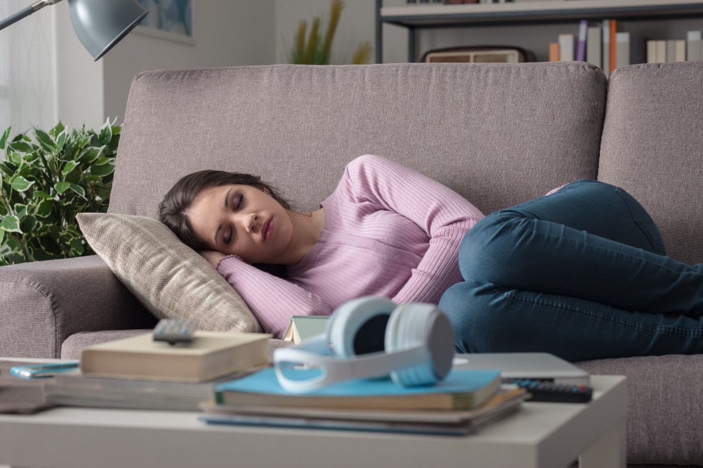 girl napping on couch