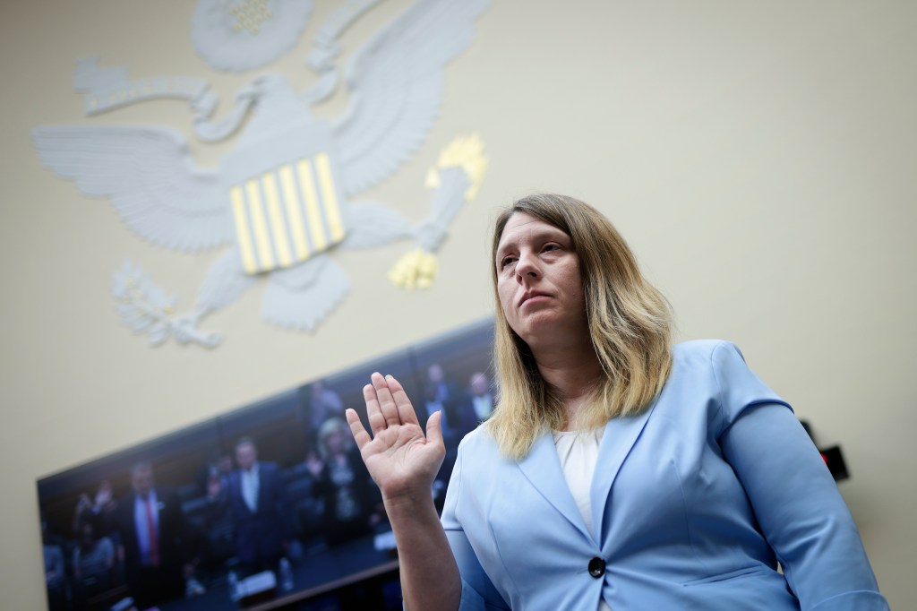 ammy Nobles, the mother of Kayla Hamilton who was allegedly murdered by an unaccompanied alien child MS-13 gang member, is sworn in before the House Subcommittee on Immigration Integrity, Security, and Enforcement on Capitol Hill May 23.