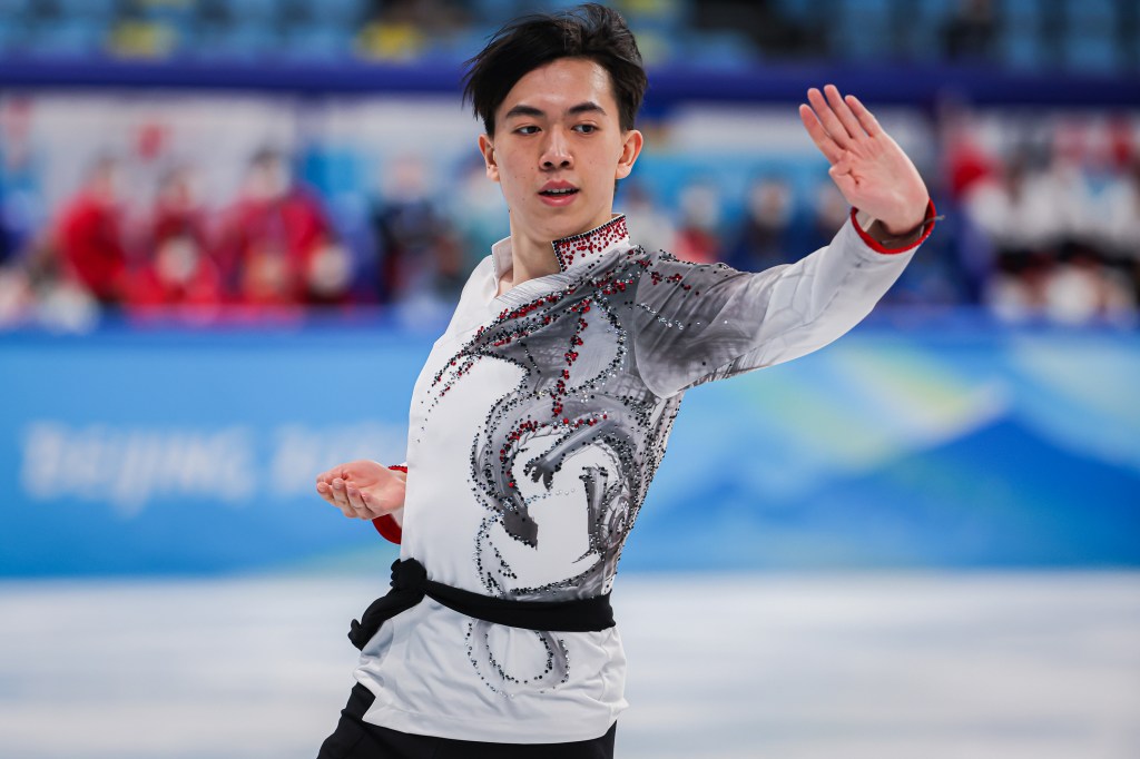 Vincent Zhou of Team United States competes in the Men Single Free Skating during the Figure Skating Team Event at Capital Indoor Stadium on February 06, 2022 