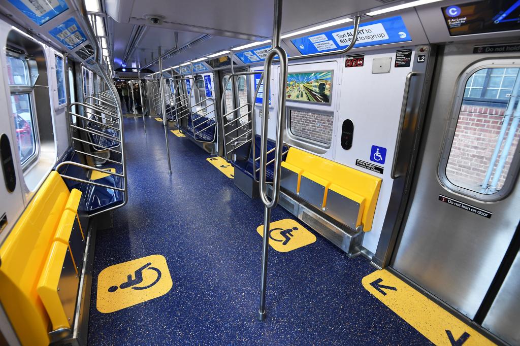 The interior of the subway cars.