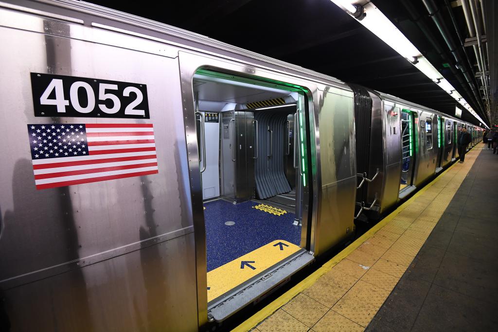 The new subway cars unveiled Thursday. 