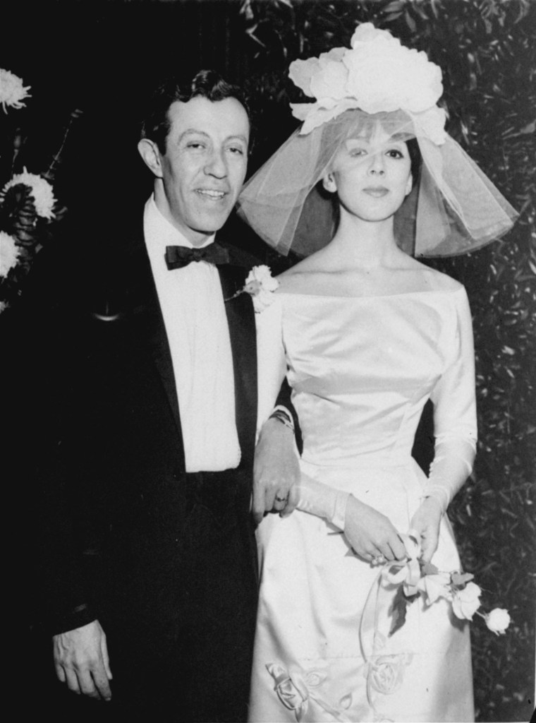 Broadway playwright Adolph Green and his bride, 26 year old actress Phyllis Newman