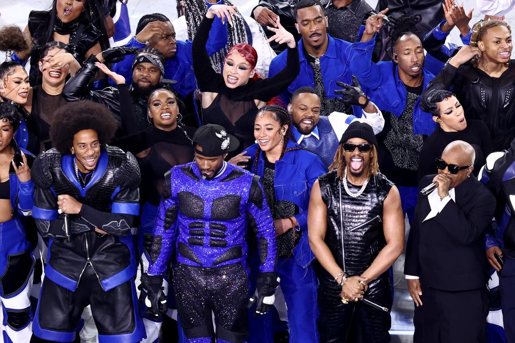 Ludacris, Usher, and Lil Jon, and Jermaine Dupri perform onstage during the Apple Music Super Bowl LVIII Halftime Show at Allegiant Stadium on February 11, 2024 in Las Vegas, Nevada.