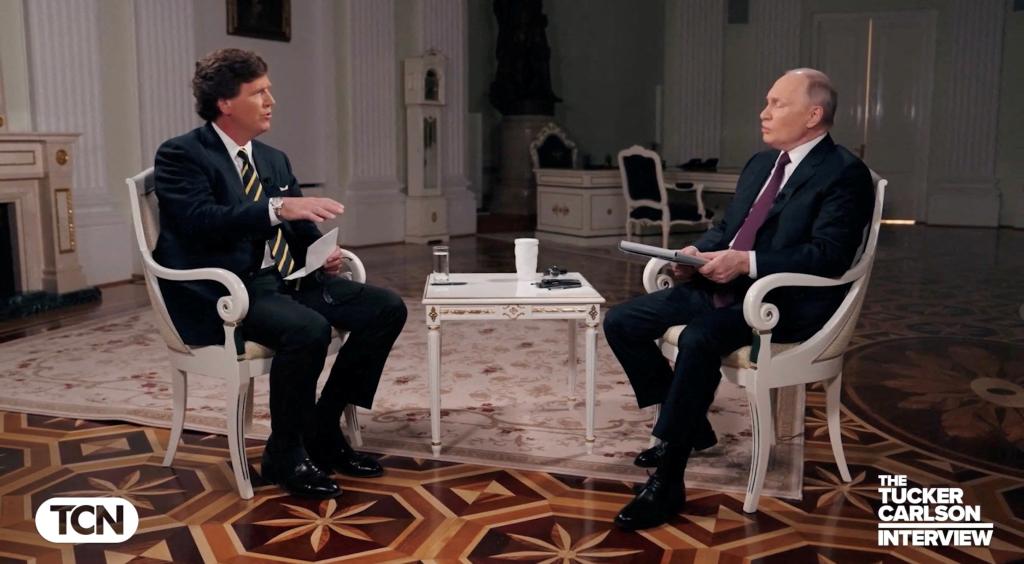 Russian President Vladimir Putin and Tucker Carlson