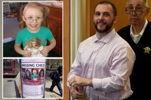 Adam Montgomery (right) allegedly spent months moving the body of his murdered 5-year-old daughter, Harmony (top left), and would even carry it in a tote bag to his work at a restaurant, prosecutors said at the start of his trial